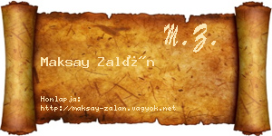 Maksay Zalán névjegykártya